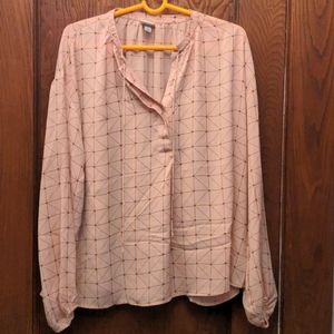 A New Day XL Half Button Up Geo Blush Blouse
